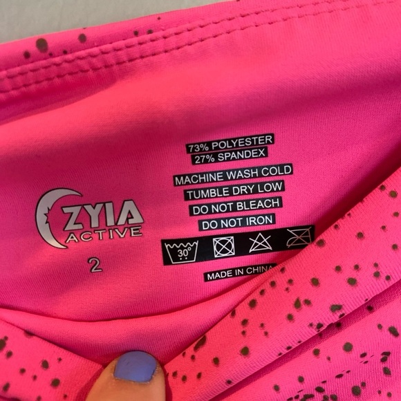 Zyia Active Womens Stay Gold Leggings 2 Hot Pink Gold Splatter-paint Athletic - Picture 4 of 6